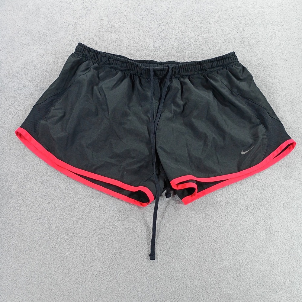 Nike Womens Dri-FIT Running Shorts Black Pink Large Mesh Trim